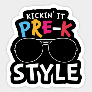 Kickin' it Pre K Style Cool Sunglasses Graphic Pre Kindergarten Boys Girls Gift Sticker